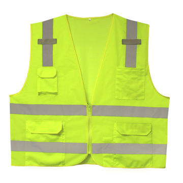 Safety Vest in 100%Polyester Knitting Fabric with Pockets and Replfetive Tapes